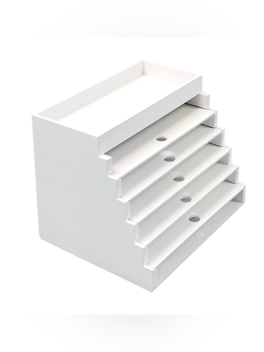 Desk storage organizer sliding wood jewelry art crafts pens ink display shelf
